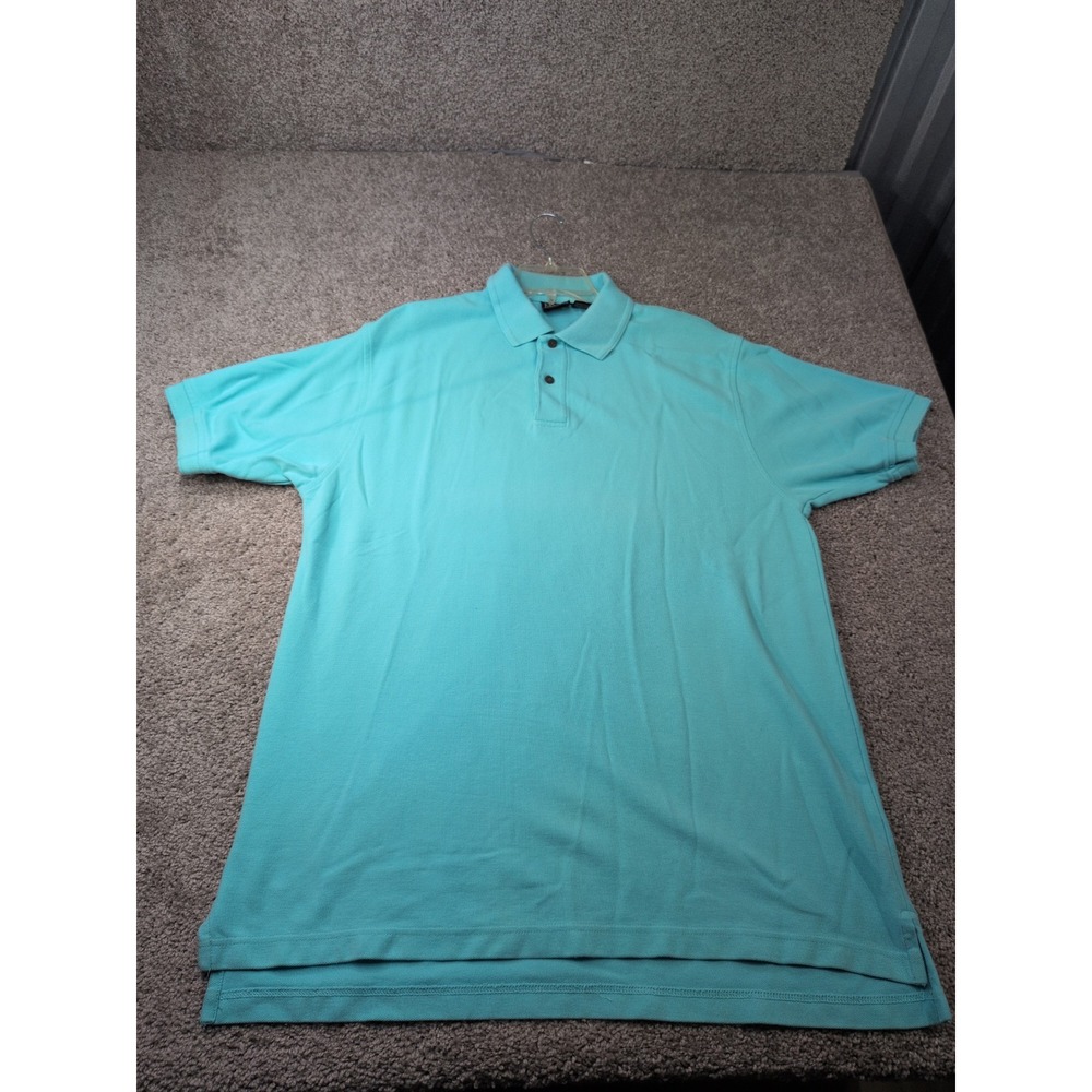 Jos A Bank Travelers Collection Mens XL Turquoise Blue Cotton Pique Polo Shirt